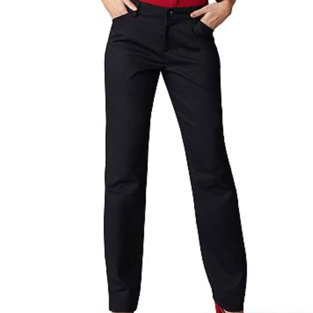 Lee Women's Wrinkle Free Relaxed Fit Straight Leg Pant, Black, 16 Short